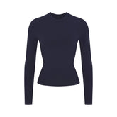 COTTON JERSEY LONG SLEEVE T-SHIRT | NAVY
