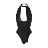 CUPRO JERSEY HALTER BODYSUIT | OBSIDIAN