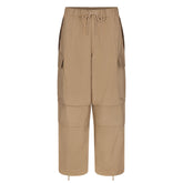 WOVEN COTTON OVERSIZED LOW RISE CARGO PANT | DESERT