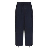 WOVEN COTTON OVERSIZED LOW RISE CARGO PANT | NAVY