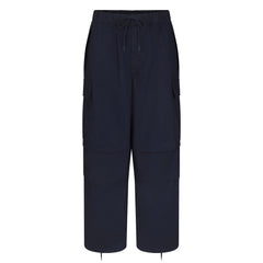 WOVEN COTTON OVERSIZED LOW RISE CARGO PANT | NAVY