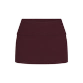 COTTON RIB FOLDOVER MINI SKIRT | CURRANT