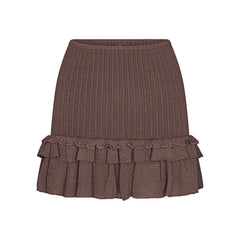 SHEER KNIT RUFFLE MINI SKIRT | AMETHYST