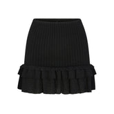 SHEER KNIT RUFFLE MINI SKIRT | ONYX