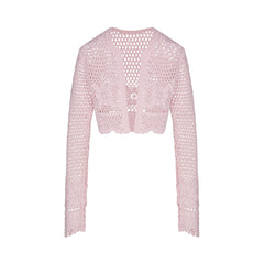 SWIM COVER-UPS CROCHET CROPPED CARDIGAN | CHERRY BLOSSOM
