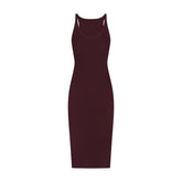 COTTON RIB TANK MIDI DRESS | CURRANT