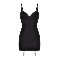 LACE SHAPEWEAR MINI SLIP DRESS | ONYX