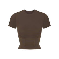 NikeSKIMS MATTE CROPPED CORSET T-SHIRT | DARK SEPIA