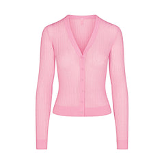 SHEER KNIT CARDIGAN | PEONY