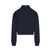 COTTON FLEECE POLO SWEATSHIRT | NAVY