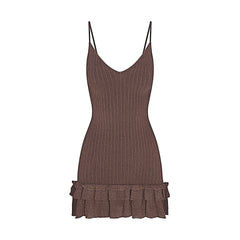 SHEER KNIT RUFFLE DRESS | AMETHYST