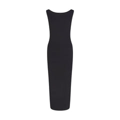SMOOTH LAYERS CUT OUT LONG DRESS | OBSIDIAN