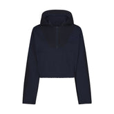 WOVEN COTTON HALF ZIP PULLOVER | NAVY