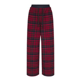 OUTDOOR FLANNEL OVERSIZED DOUBLE WAISTBAND PANT | MERLOT CABIN PLAID