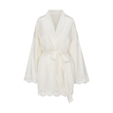 WOVEN SHINE LACE ROBE | IVORY