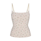 COTTON JERSEY CAMI | OATMEAL HEATHER HOLLY PRINT