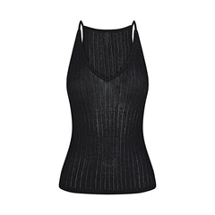 SHEER KNIT PLUNGE TANK | ONYX