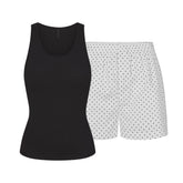 COTTON POPLIN BOXER SLEEP SET | ONYX DOT