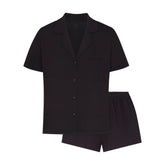 ORGANIC COTTON SLEEP SHORT SLEEVE SET | OBSIDIAN