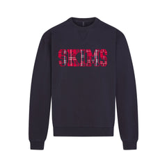 BOYFRIEND FLEECE OVERSIZED CREWNECK | BLUE BLACK SKIMS PLAID