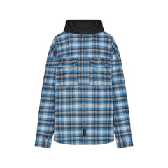 OUTDOOR FLANNEL OVERSIZED HOODED SHIRT | AZURE PLAID