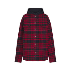 OUTDOOR FLANNEL OVERSIZED HOODED SHIRT | MERLOT CABIN PLAID
