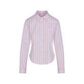 COTTON POPLIN SHRUNKEN BUTTON UP SHIRT | PINK TULLE WIDE STRIPE