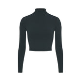 NikeSKIMS VINTAGE SEAMLESS MOCK NECK CROP TOP | DARK TEAL