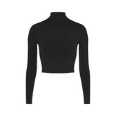 NikeSKIMS VINTAGE SEAMLESS MOCK NECK CROP TOP | OBSIDIAN