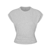 WORN IN JERSEY RUCHED TEE | LIGHT HEATHER GREY