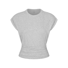WORN IN JERSEY RUCHED TEE | LIGHT HEATHER GREY