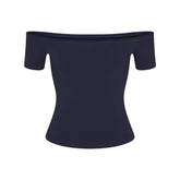 COTTON JERSEY OFF THE SHOULDER TOP | NAVY