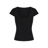 REFINED KNIT SCOOP NECK TOP | OBSIDIAN