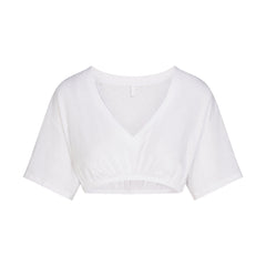 WORN IN JERSEY SUPER CROPPED V-NECK T-SHIRT | SNOW