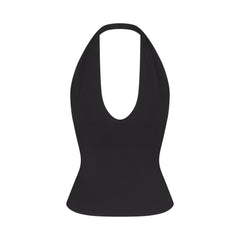 SMOOTH LAYERS HALTER TOP | OBSIDIAN