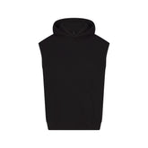 COTTON FLEECE OVERSIZED SLEEVELESS HOODIE | ONYX