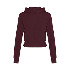 COTTON JERSEY ZIP UP HOODIE | CURRANT