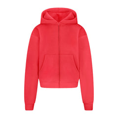 COTTON FLEECE CLASSIC ZIP UP HOODIE | WASHED RED