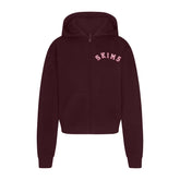 COTTON FLEECE CLASSIC ZIP UP HOODIE | CURRANT ARCHED SKIMS PLAID