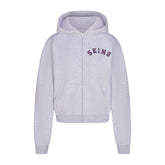COTTON FLEECE CLASSIC ZIP UP HOODIE | LIGHT HEATHER GREY ARCHED SKIMS PLAID