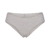 LIGHTWEIGHT COTTON POINTELLE LACE BRIEF | LIGHT HEATHER GREY