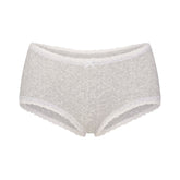 LIGHTWEIGHT COTTON POINTELLE LACE BOY SHORT | LIGHT HEATHER GREY PIN DOT