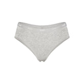LIGHTWEIGHT COTTON LOGO PICOT HIPSTER | LIGHT HEATHER GREY