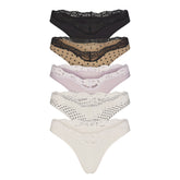 FITS EVERYBODY LACE DIPPED THONG 5-PACK | NEUTRAL DOT MULTI