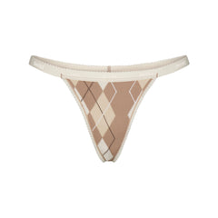 LIGHTWEIGHT COTTON LOGO PICOT THONG | CAFE ARGYLE PRINT