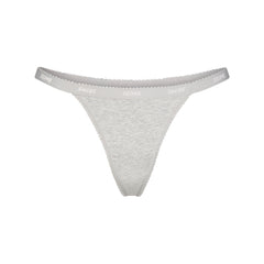 LIGHTWEIGHT COTTON LOGO PICOT THONG | LIGHT HEATHER GREY