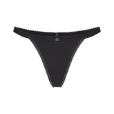 LIGHTWEIGHT COTTON LOGO PICOT THONG | SOOT