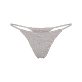 LIGHTWEIGHT COTTON POINTELLE LACE STRING THONG | LIGHT HEATHER GREY