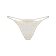 LIGHTWEIGHT COTTON POINTELLE LACE STRING THONG | MARBLE TONAL