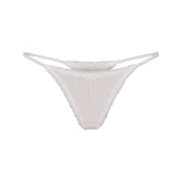 LIGHTWEIGHT COTTON POINTELLE LACE STRING THONG | SNOW